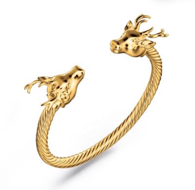 China CLASSIC Customized Cool Dubai Gold Bangle 18K Gold Dragon Animal Deer Dragon Bangle Jewelry for sale