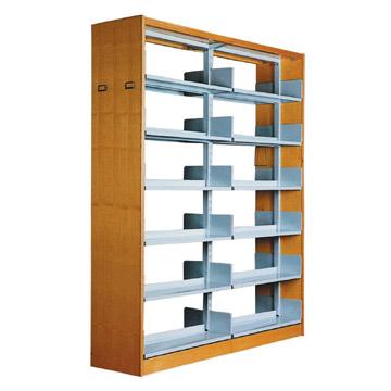 China Strong Steel Bookshelf Furniture Metal Bookshelf Wood Bookcase In School for sale