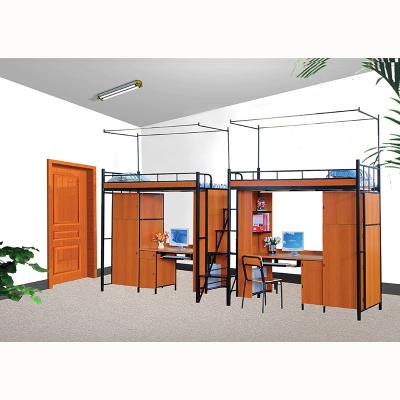 China Modern School Students Dorm Wooden Bunk Bed With Study Table for sale