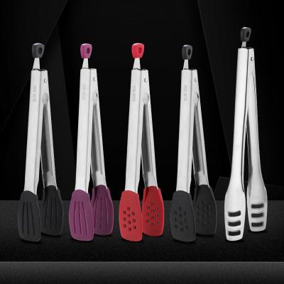 China Viable Silicone Fish Shovel Stainless Steel Spatula Barbecue Bread Steank Clip Holds Food Tongs for sale