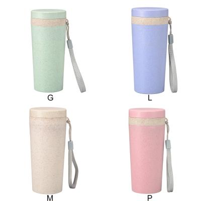 China Customized Single Sustainable Wheat Straw Plastic Outdoor Travel Water Bottle Eco Friendly Reusable for sale