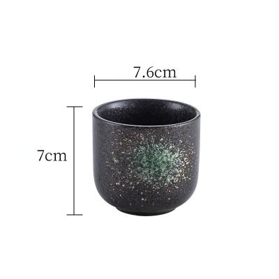 China 200ML Minimalist Japanese Retro Stoneware Art Splashing Ink Home Office Simple Tea Coffee Mug for sale