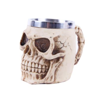 China 450ml Viable Personalized Stainless Steel Coating Skull Wine Mug Resin Skull Beer Mugs Cup Tableware Home Decoration for sale