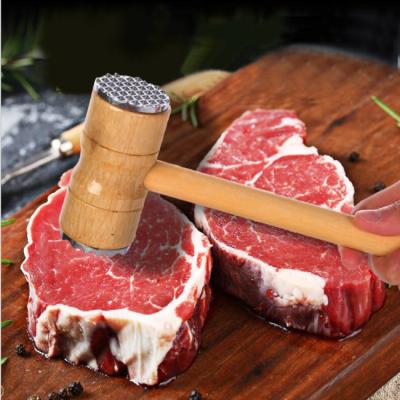 China Viable Wooden Double Sided Meat Hammer Meat Supply Hammers Steak Tools Pork Chop Hammer Kitchen Supplies for sale