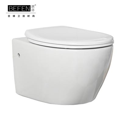 China Easy Clean White Round Rimle Cistern Bathroom Hidden Public WC Wall Hung Toilet for sale