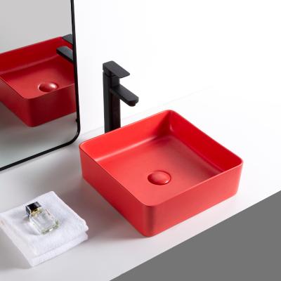 China Contemporary Ceramic Square Countertop Sink Hand Wash Chaozhou Color Art Basin Matte Basin Sink for sale