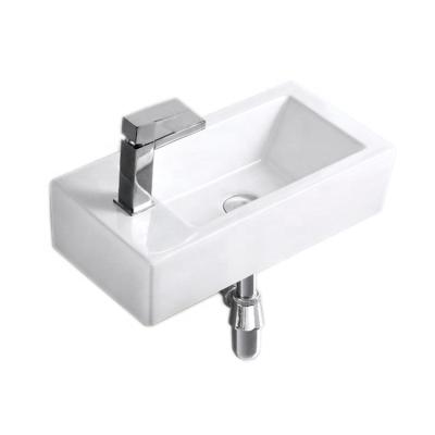 China Art Contemporary Modern Wall Mounted Rectangular Basin Basin Luxury Ceramic Sink For Bathroom for sale