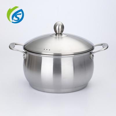 China Sustainable Soup Pots Binaural Stainless Steel 3Ply Spherical Milk Pan With Lid Cookware 304 Soup Pots High Temperature Resistance for sale