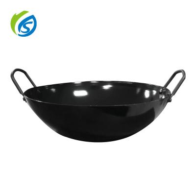 China Jiashida Sustainable Non Stick Cast Iron Enamel Wok Pan With Double Ears for sale