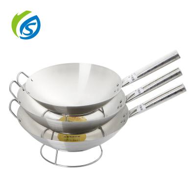 China Durable Steel Handle Gunwale Stainless Steel Wok With Single Stainless Steel Handle for sale