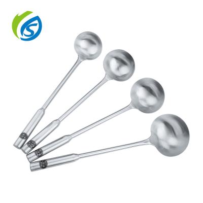 China Sustainable Factory Kitchen Utensil Wholesale Cookware Soup Ladle Tapered Stainless Steel Handle Wok Ladle for sale