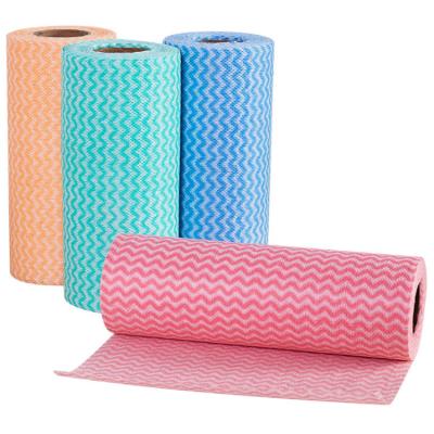 China Wholesale Price Viable Colorful Nonwoven Roll Disposable Kitchen Towel for sale