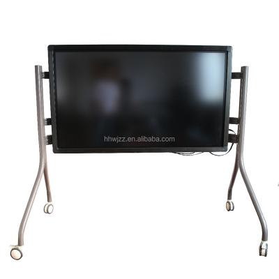 China OEM Metal Mobile Tube Frame Bending Powder Coat With Wheels For Large Size TV Or Monitor For Advertising Or Conference Uses HH-8009DF for sale