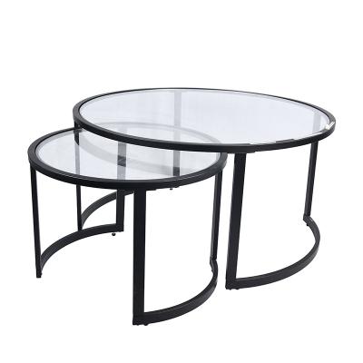 China Nordic Ethiopia Coffee Table Teapot Set Leave Room Tea Table Black Glass Tea Table for sale