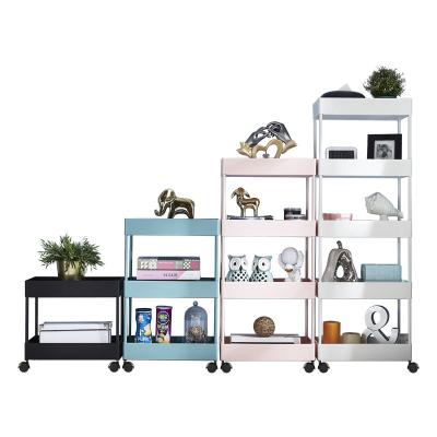 China ABS 3-5 Tiers Kitchen Bathroom Living Room Living Room Organizer Serving Rack Shelf Mobile Storage Trolley Factory Brand Storage Trolley for sale