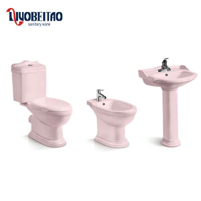 China Double-Flow Ceramic Color Washdown p Trap 180mm Toilet Bathroom Set With Bidet for sale