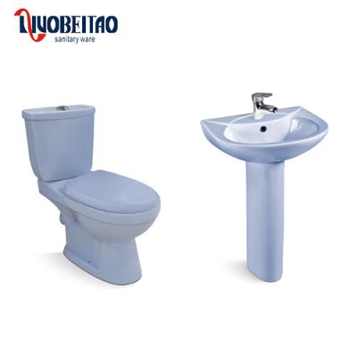 China Colored Africa ceramic trapt Double-flush bathroom toilet s two piece WC color for sale