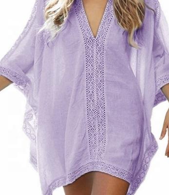 China Breathable Beach Dress Cover Up Long Strap Swim Cover-UPS Sleeve Beachwear Off The Shoulder Bikini Women Cover Up Tunic for sale