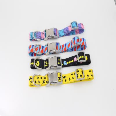 China Wonderful Printing Pattern Outdoor High Quality Polyester Collar Personalized Beautiful Dog Pet Collars for sale