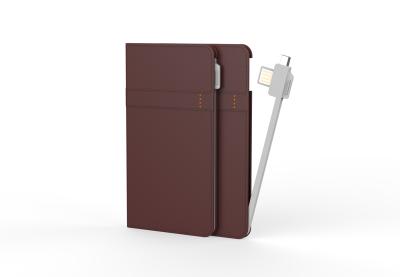 China Thin Fast Charge Leather Style Card Power Bank Leather Travel Charger Real Pu Power for sale