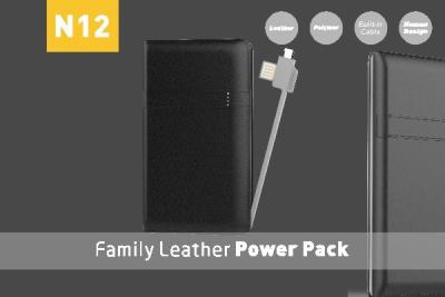 China Powerful Leather Look Li-polymer Power Bank Dual Output 12000mAh , Fast Charging for sale