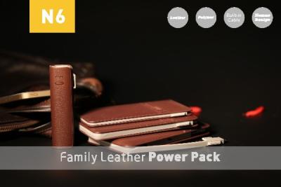 China Smartphone 6000mah Leather Power Bank 5V / 1A With 4 Led Display , FCC RoHS for sale