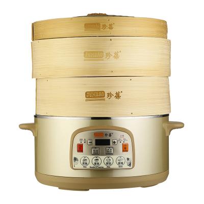 China Outdoor handmade bamboo and environmental protection wooden multifunctional Chinese two-layer microcomputer control electric steamer for sale