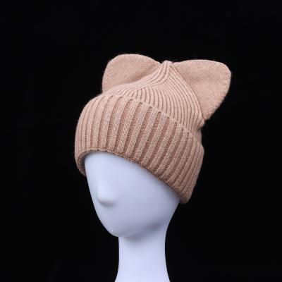 China Autumn Winter Warm Triangle Ears COMMON knitted hat cute animal knit hat custom knit hat for sale