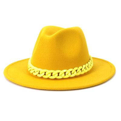 China Wholesale High Quality Fake Image Large Wool Felt Fedora Hat Brim Felted Hat Cap For Women for sale