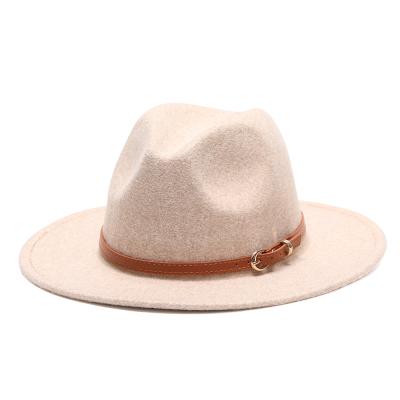 China 2021 Hot Selling Image Belt Decorative Solid Color Branded Women Quality Fedora Hats for sale