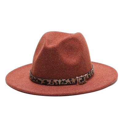 China 2021 New Hot Selling Picture Leopard Print Solid Color Top Hat Decorative Wide Brim Fedora Hats Women for sale