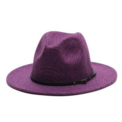 China 2021 New Image Fashion Wide Brim Quality Lattice Women Fedora Hats Party Hat for sale