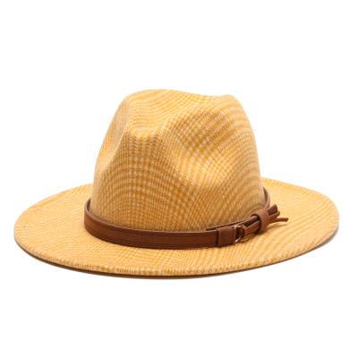 China New Lattice Image 2021 Stylish Fashionable Accessories Women's Belt Fedora Hats for sale