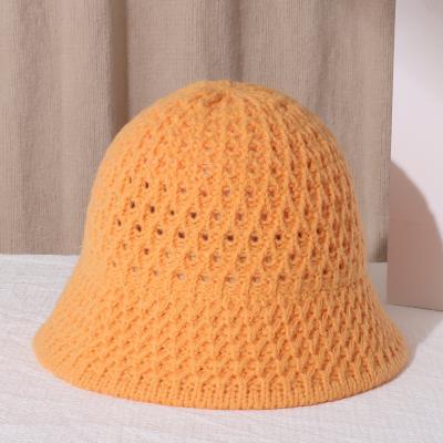 China 2021 Autumn Women's Fashion Multicolor Openwork Knitting Trendy Solid Plush Hat Multicolor Winter Designer for sale