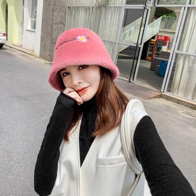 China 2021 Wholesale Plush Solid Color Letter Printing Fashion Heat Women Bucket Hats for sale