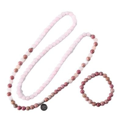 China Latest BOHEMIA Jewelry Sets Natural Powder Crystal Bead Necklace Healing Beads Bracelet For Women for sale