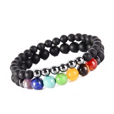 China 2pcs BOHEMIA Healing Natural Stone Beads 7 Chakra Bracelet For Women Men Jewelry Sets Yoga Bracelets drop shipping for sale