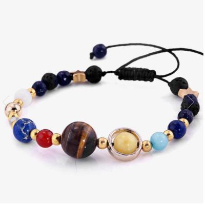 China Wholesale Natural Healing Beaded Planets Galaxy Bracelet BOHEMIA Stone Strand Jewelry Women Braided Solar System Eight for sale