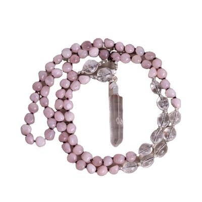 China Crystal Rose Quartz Necklace Mala Beads CLASSIC healing Crystal Necklace Yoga Jewelry Gift for sale