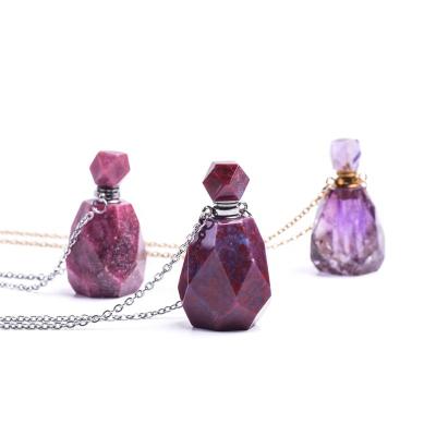 China CLASSIC Natural Healing Stone Essential Oil Diffuser Perfume Bottle Necklace Pendant Jewelry for sale