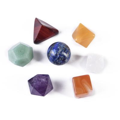 China China Natural Stone 7 Chakra Set Geometric Pyramid Shape Healing Crystals Balancing Palm Tumbled Stone for sale