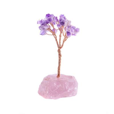 China Money Tree Amethyst Crystal Tree Ornaments Rose Quartz Bonsai Base Decor Gift for Wealth Luck Home Decors for sale