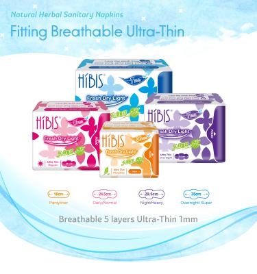 China Breathable Ultra Thin Cotton HIBIS Herbal Sanitary Pads for sale