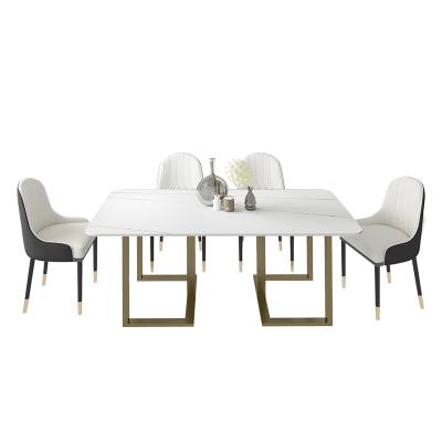 China Modern Minimalism Nordic Black Marble Dining Table Set Modern Luxury Dining Chairs With Metal Leg For Dining Room Restaurant for sale