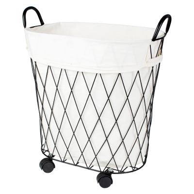 China Multifunctional Gold Nordic Style Bathroom Household Factory Clothes Storage Basket Iron Baskets Dirty Set for sale