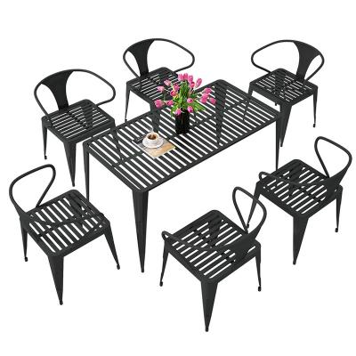 China Contemporary Simple Outdoor Yard Iron Table and Milk Shop Outdoor Cafe Dining Table Chair Tea Table and Chair Set for sale