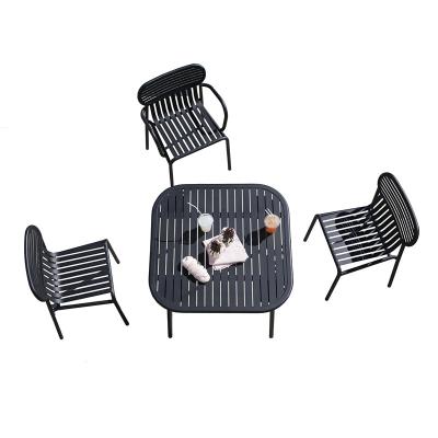 China Outdoor Dining Table and Chair Sun-proof Leisure Iron Leisure Office-Chair Combination Contemporary Nordic Outdoor Restaurant Courtyard for sale