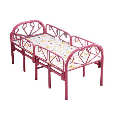 China Adjustable Children's Folding (Other) Bed With Fence 1.5m Girl's Princess Bed Iron Boy Combination Bed for sale