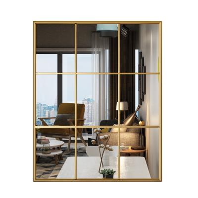 China Mordern Retro Furniture Iron Window Picture Frame Square Hole Mirror Living Room Dining Room Background Hanging Decorative Group for sale