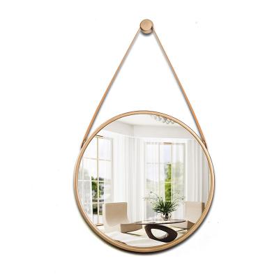 China Simple Nordic bathroom mirror iron wall hanging makeup mirror wall paste bathroom living room mirror for sale